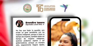 “Es tiempo de mujeres indígenas, de reconocer sus capacidades, su experiencia y su aportación al desarrollo de nuestras comunidades, señala.”